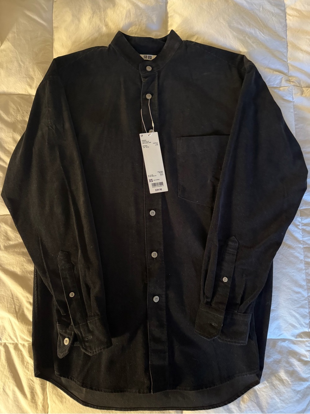 Uniqlo Black Stand-Collar Corduroy Shirt